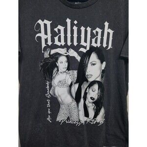 Aaliyah Forever Short Sleeve Acid Wash Tee Princess of R&B T Shirt size Large